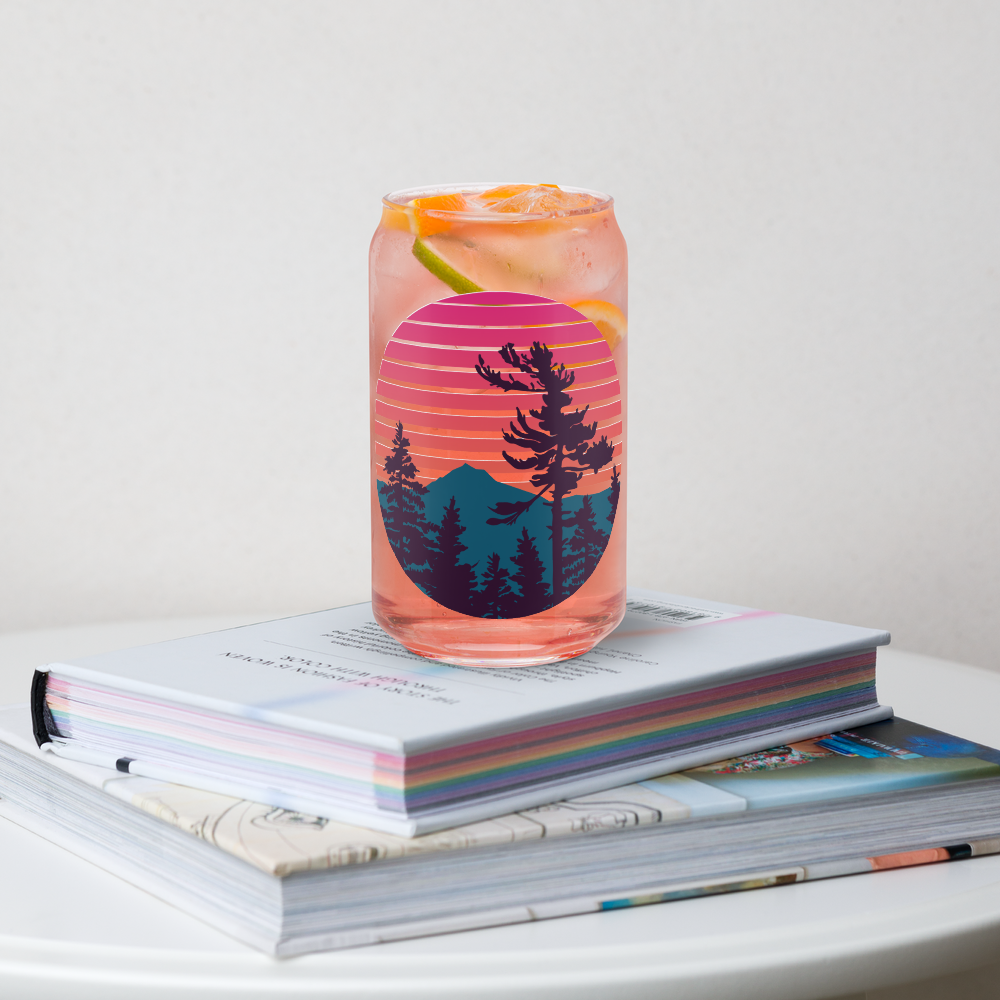 Mt. Hood Retro Sunset Can-Glass