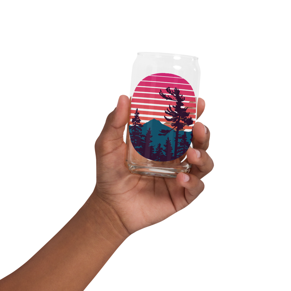 Mt. Hood Retro Sunset Can-Glass