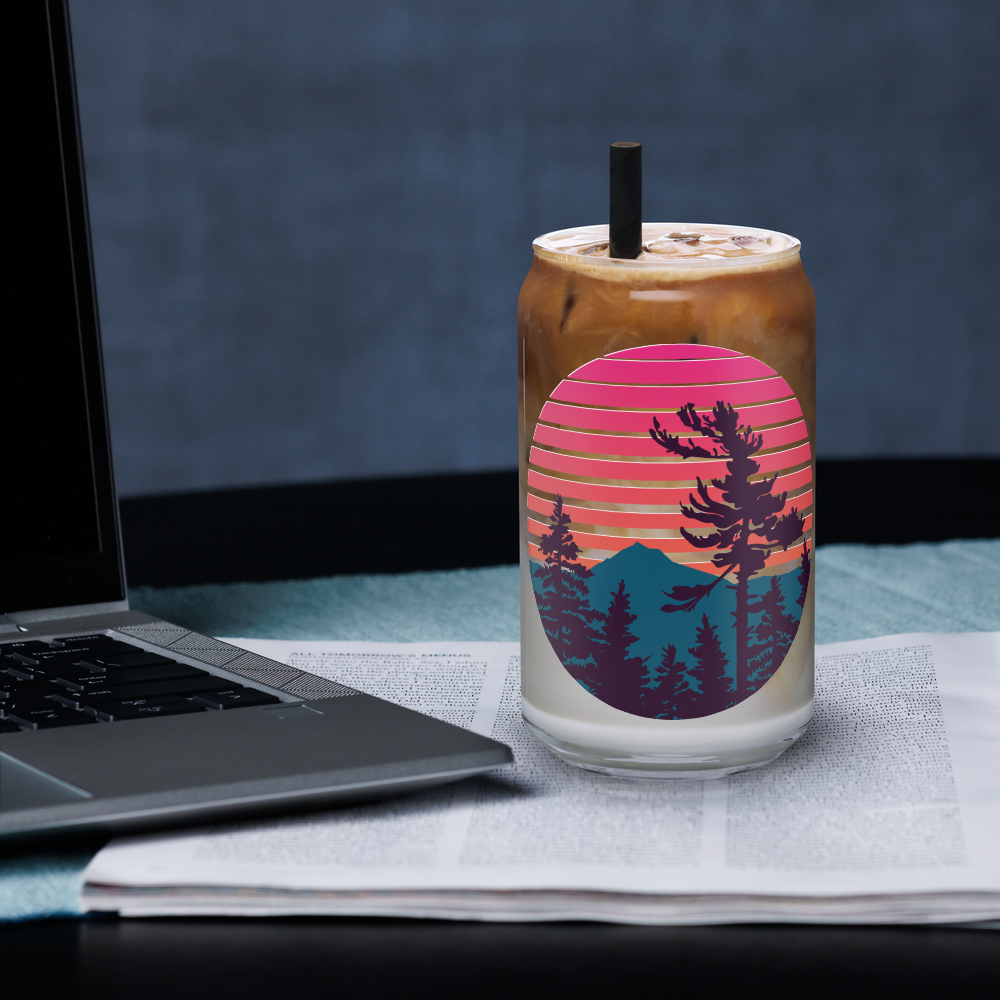 Mt. Hood Retro Sunset Can-Glass