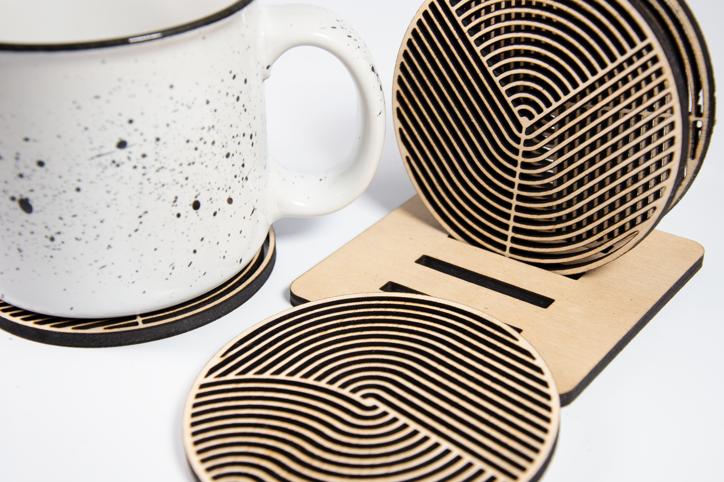 Geometric Louver Coaster Set